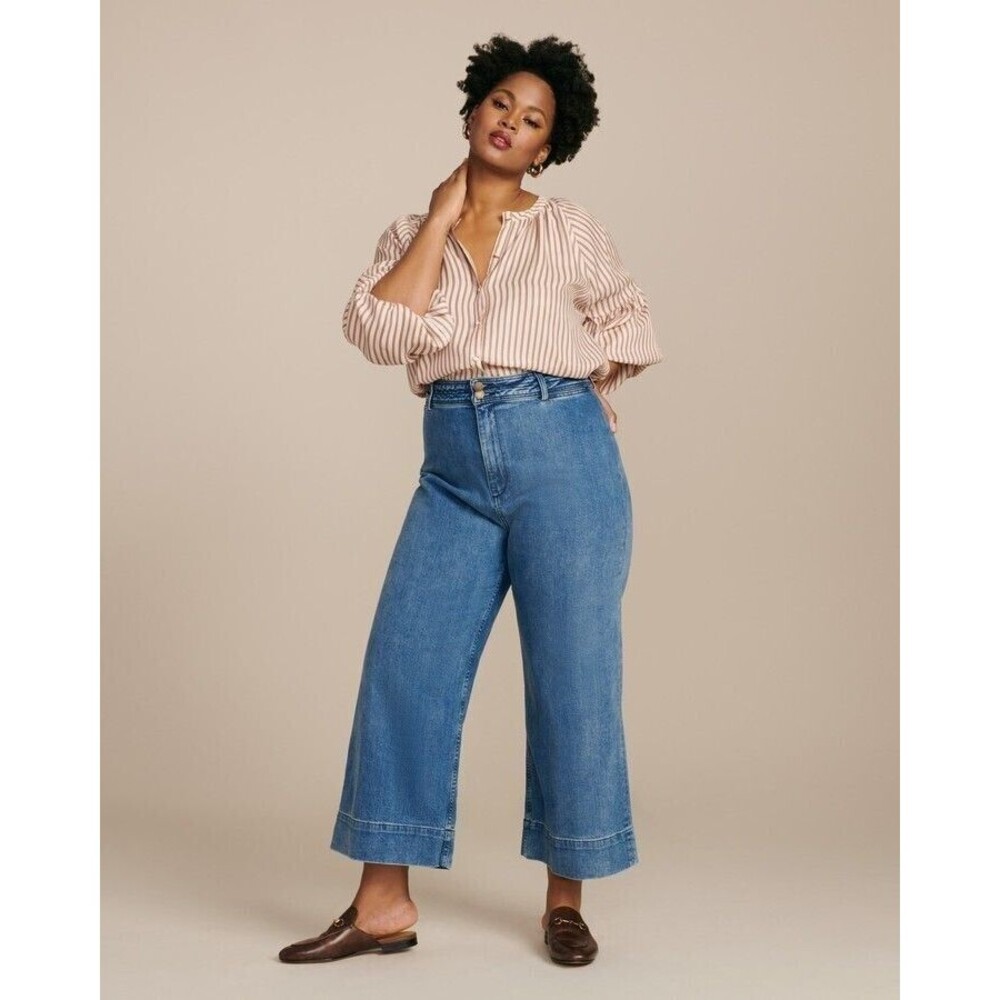 Apiece Apart Merinda Denim Pants Jeans Wide-Leg High Waisted Blue 4X-PS 280607